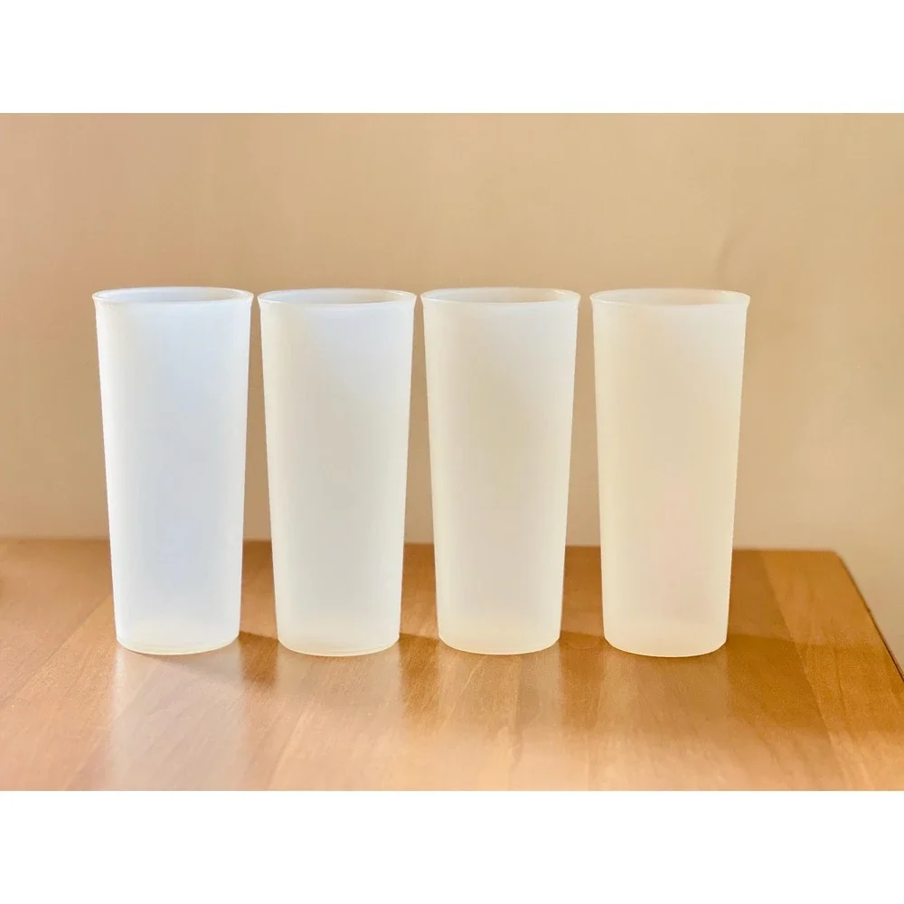 Vintage Tupperware 16 oz‎ Sheer Tumbler Drinking Cups #107 Set of 4 - 6.5